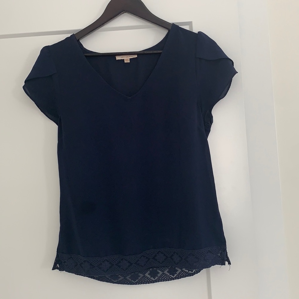 Sweet blue cap sleeve blouse